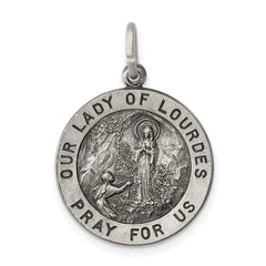 Sterling Silver Antiqued Our Lady of Lourdes Medal