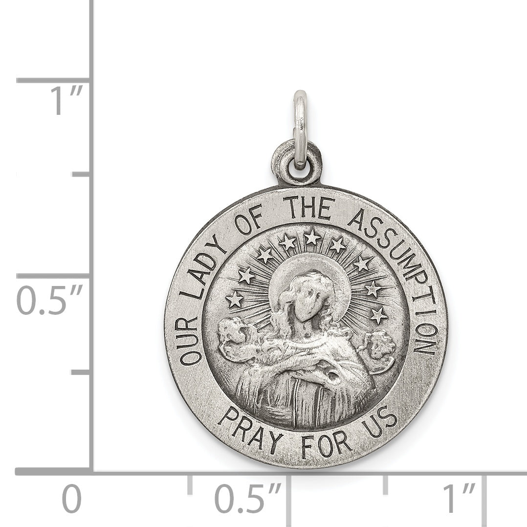 Sterling Silver 925 Our Lady of Assumption Antique Medal Pendant