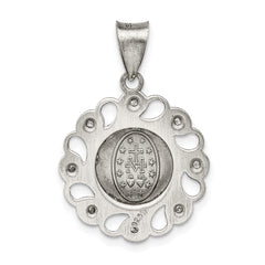 Sophia Jewelers Sterling Silver Antique Finish Blessed Mother Pendant with CZ Accent