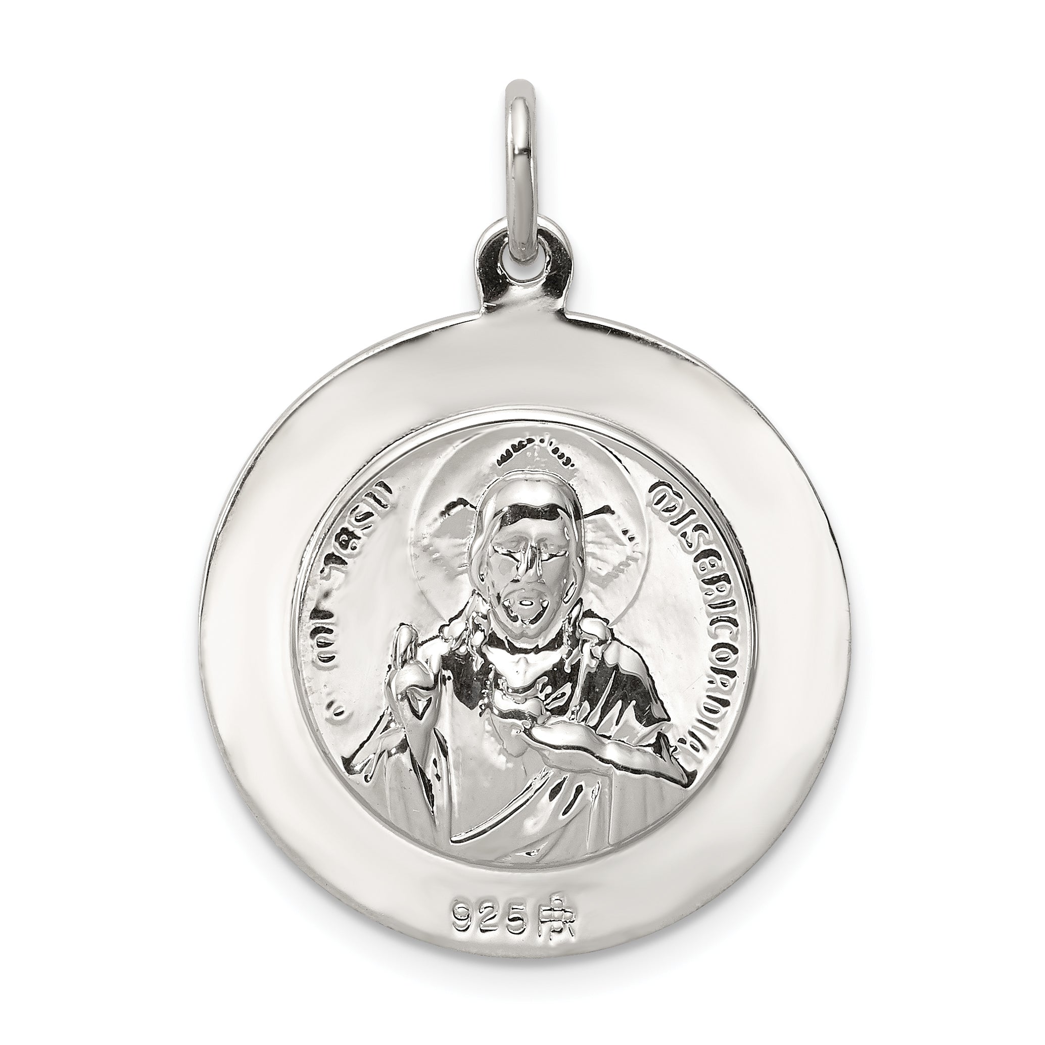 Sterling Silver 925 Scapular Medal with Palladium Polish Finish