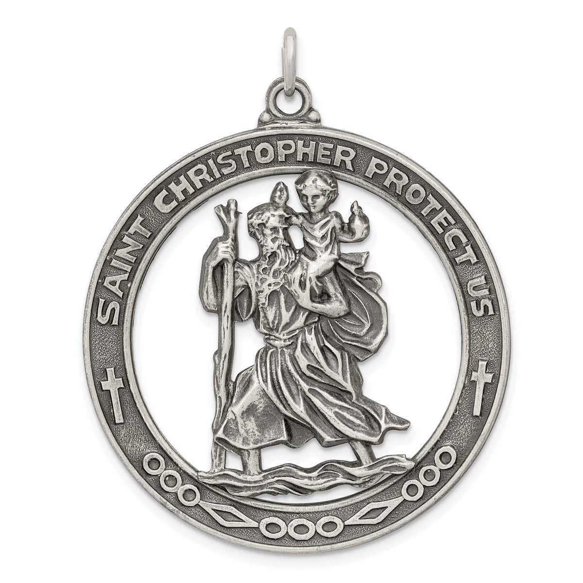 Sterling Silver Antiqued Saint Christopher Medal