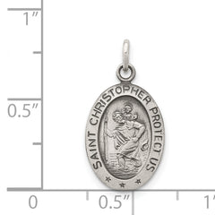 Sterling Silver 925 Antiqued Saint Christopher Charm - Vintage Solid Pendant