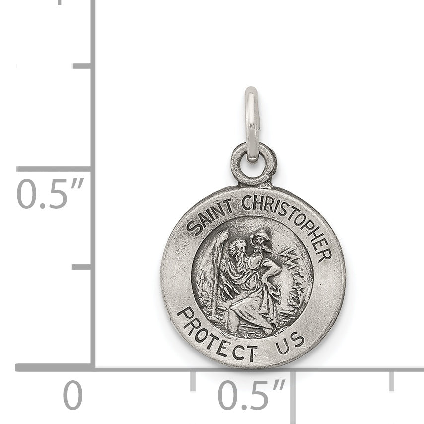 Sophia Jewelers 925 Sterling Silver Antiqued Saint Christopher Pendant - Vintage Inspired