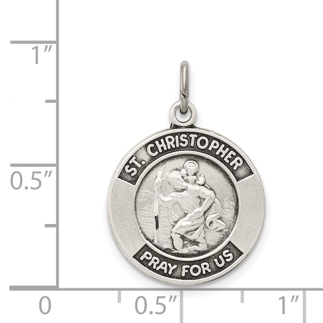 Sterling Silver Antiqued St. Christopher Medal