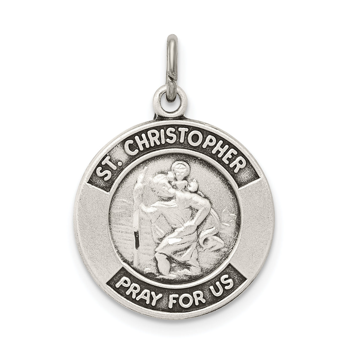 Sterling Silver Antiqued St. Christopher Medal