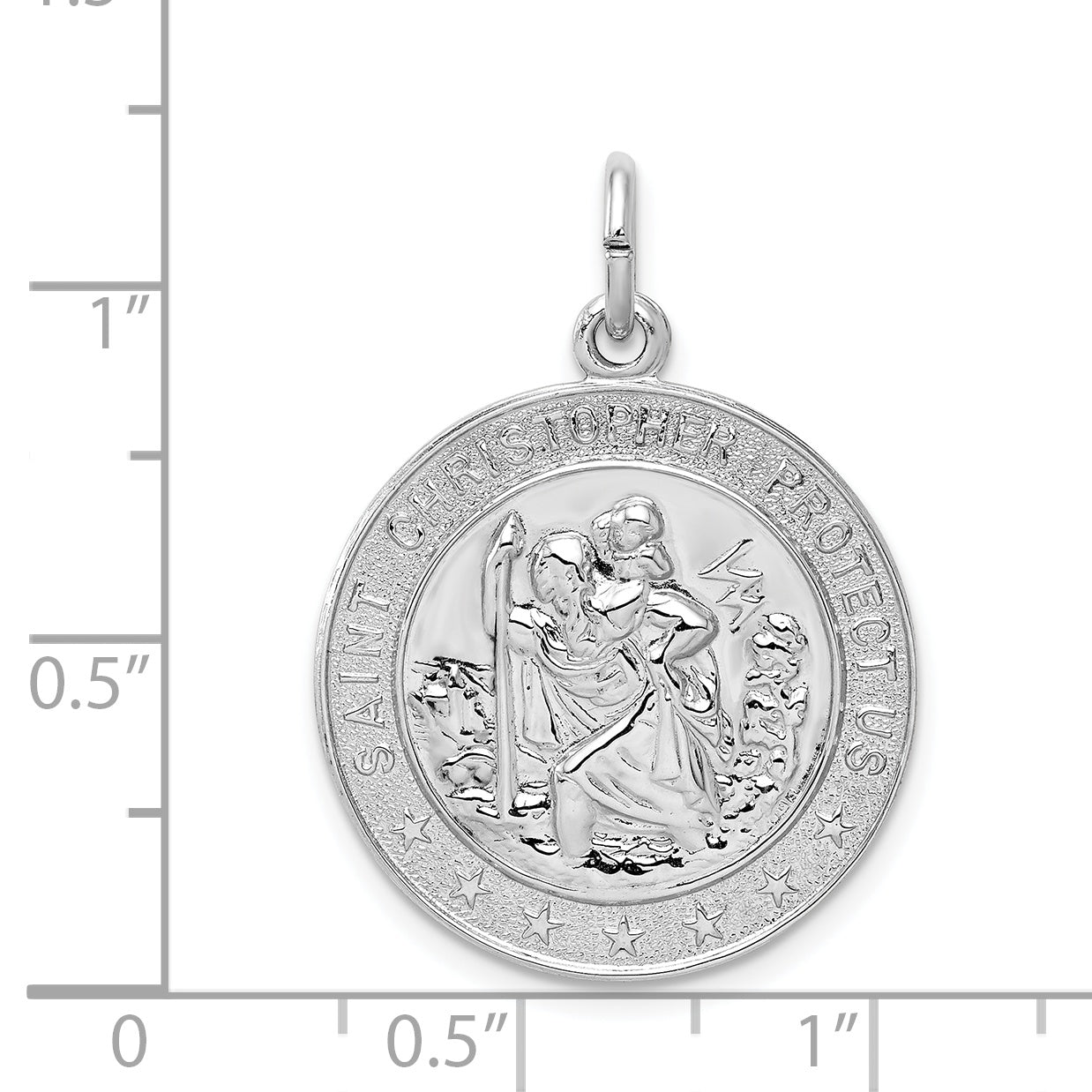 Sterling Silver Rhodium-plated Saint Christopher Medal