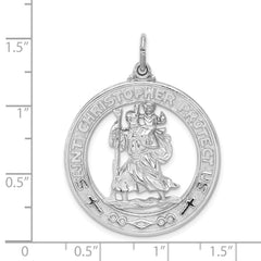 Sophia Jewelers Sterling Silver Rhodium-Plated St. Christopher Pendant Polished Finish