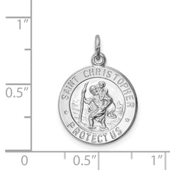 Sterling Silver 925 Saint Christopher Pendant with Rhodium Polish