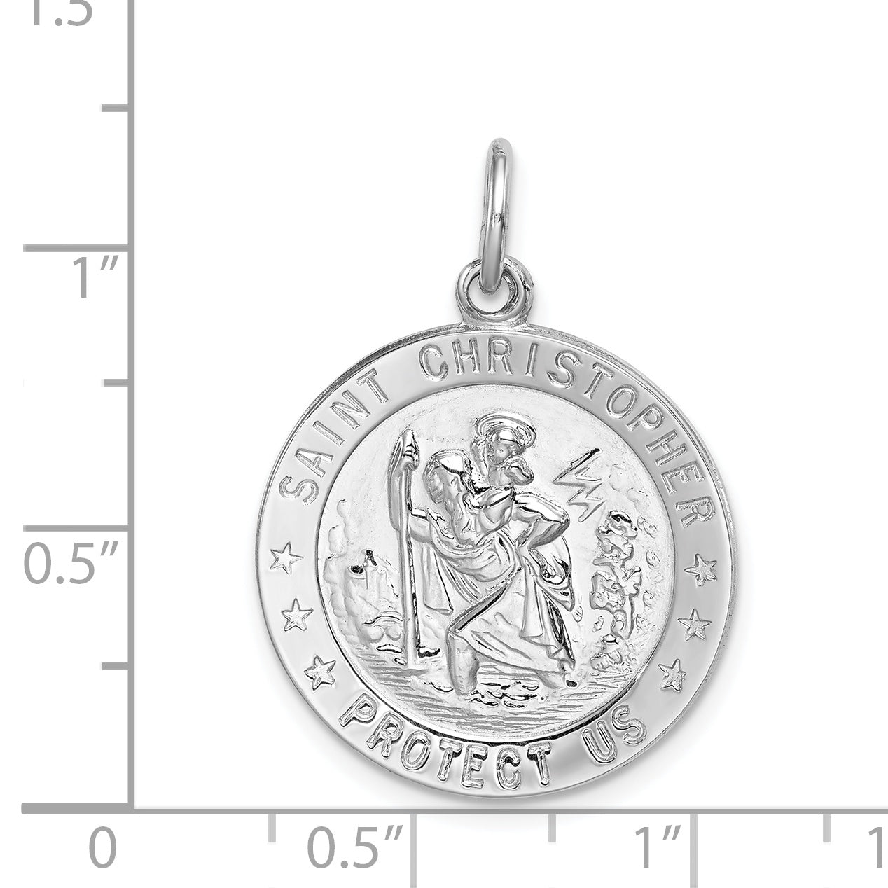 Sterling Silver 925 Saint Christopher Pendant Rhodium-Plated Elegant Finish