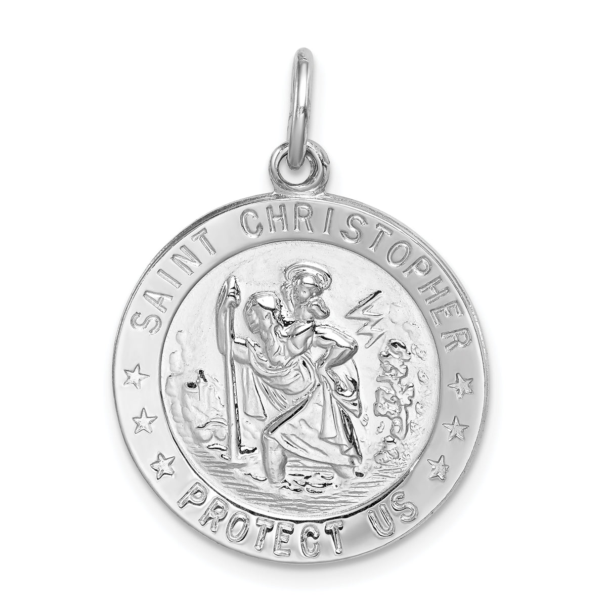 Sterling Silver Rhodium-plated Saint Christopher Medal