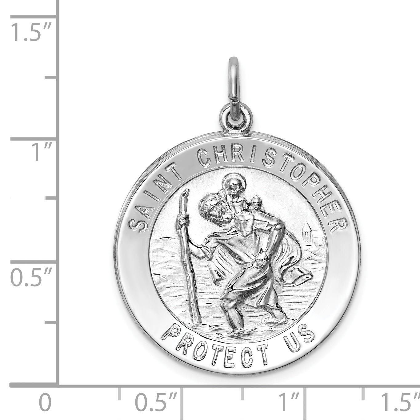 Sophia Jewelers Sterling Silver Saint Christopher Medal with Rhodium Polish