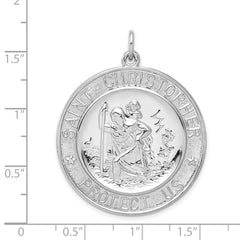 Sterling Silver Saint Christopher Pendant with Rhodium Polished Finish