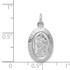 Sterling Silver 925 Saint Christopher Pendant with Rhodium Plating Polished Finish