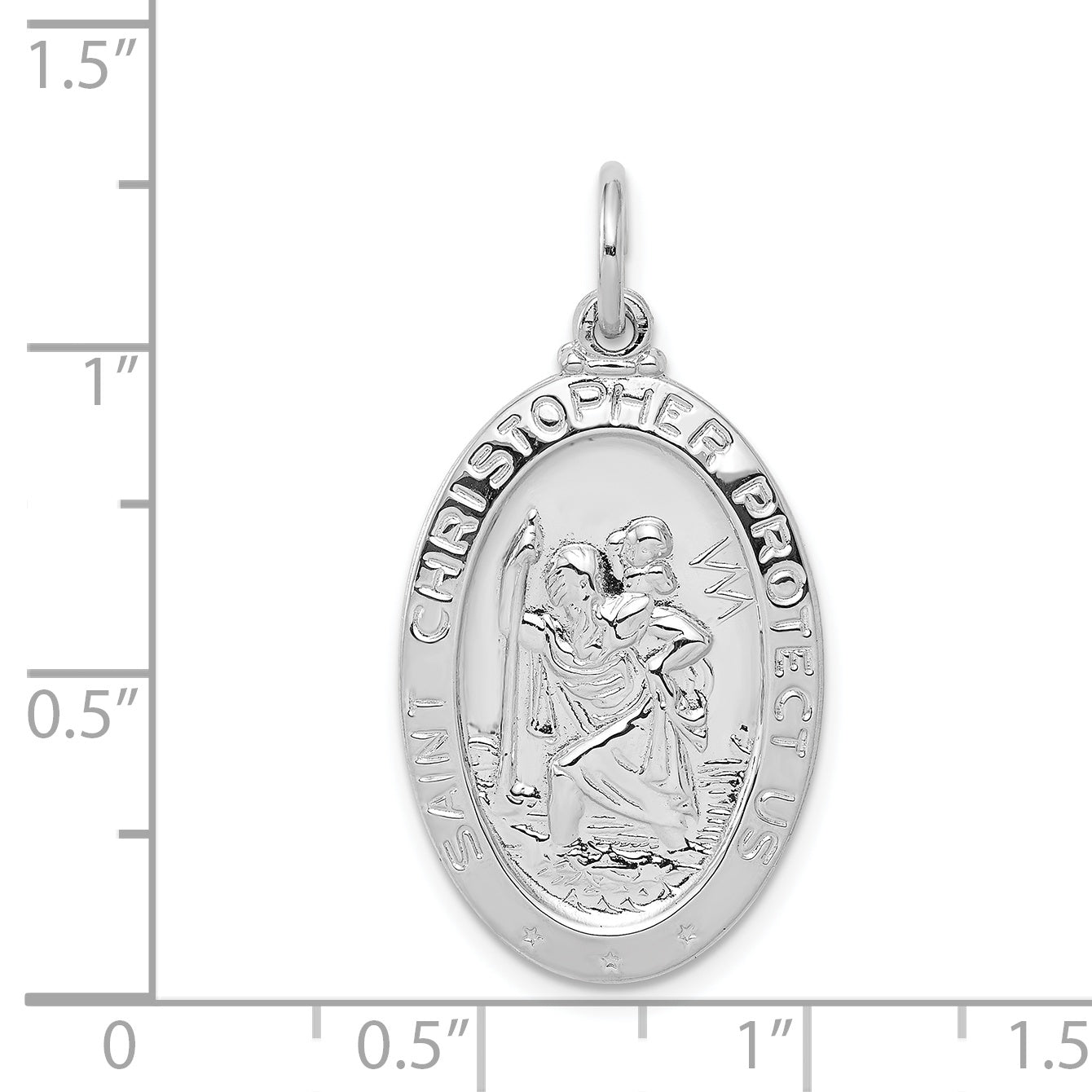 Sophia Jewelers Sterling Silver Saint Christopher Pendant with Rhodium Polished Finish