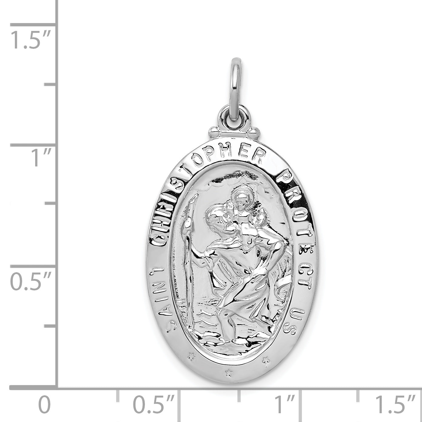 Sterling Silver 925 Saint Christopher Pendant with Rhodium Polished Finish