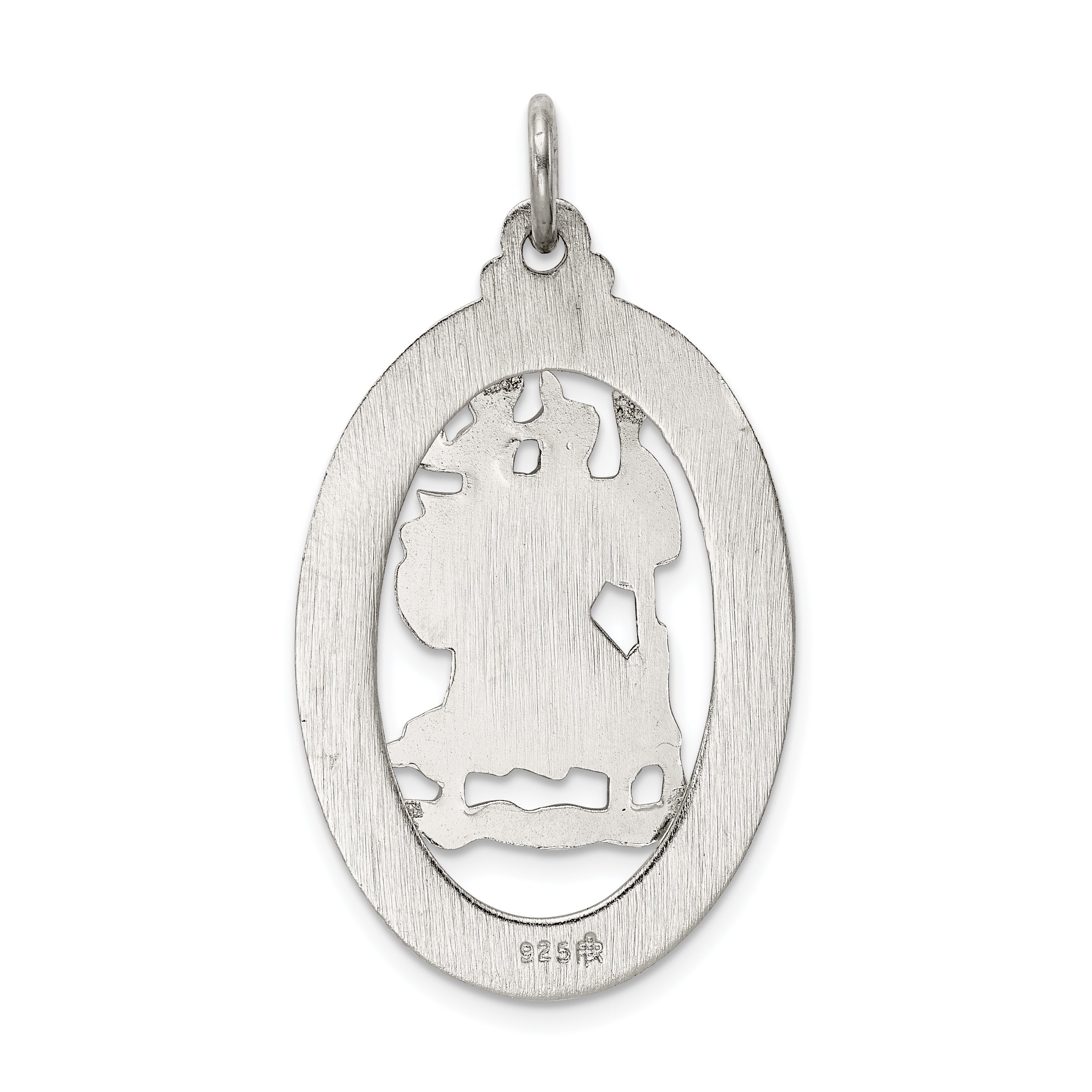 Sterling Silver 925 Saint Christopher Medal with Polished Rhodium Finish