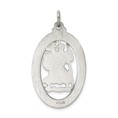 Sterling Silver 925 Saint Christopher Medal with Polished Rhodium Finish