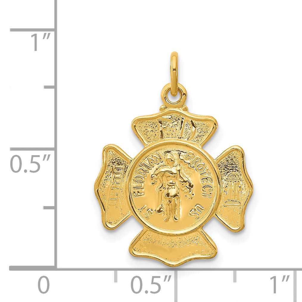 Gold-Plated Sterling Silver Fireman's Pendant with Polished Saint Florian Badge