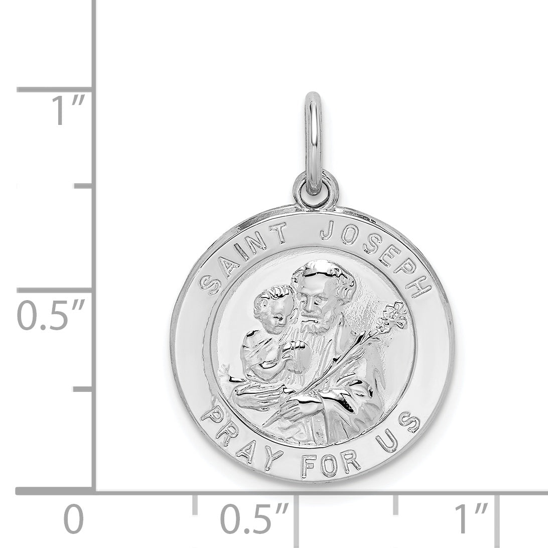 Sophia Jewelers Sterling Silver Saint Joseph Medal with Rhodium-Plated Polished Finish