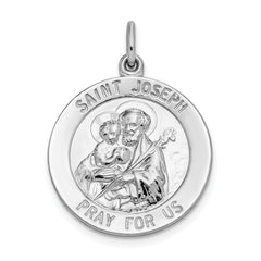 Sterling Silver Rhodium-plated Saint Joseph Medal