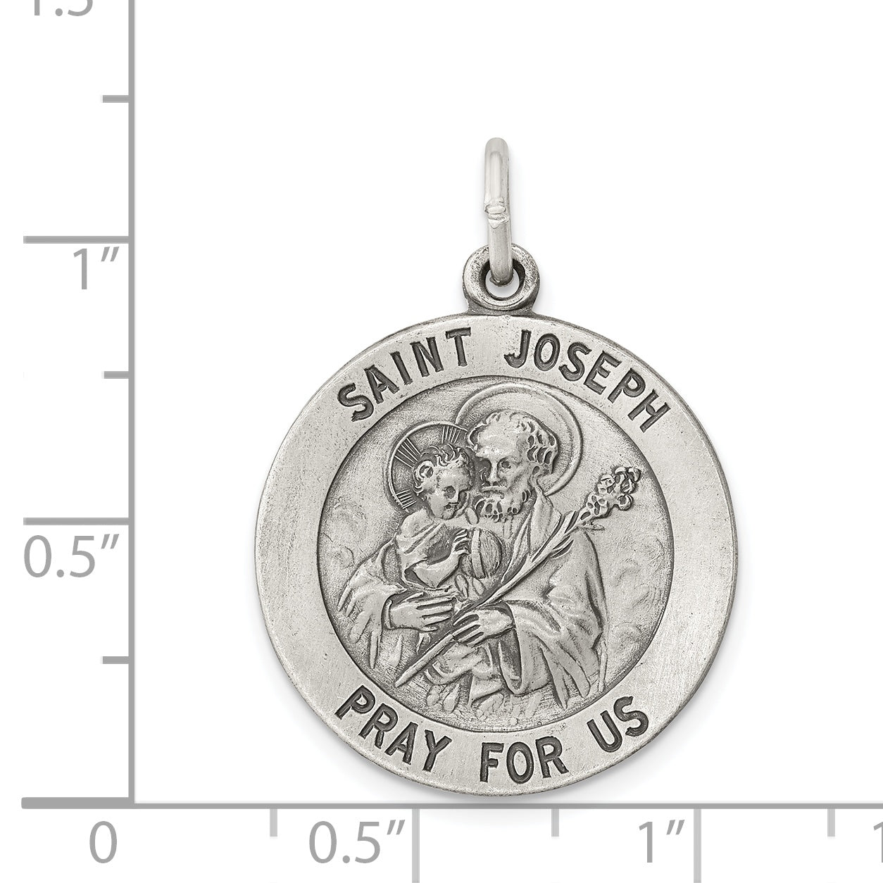 Sterling Silver 925 Saint Joseph Antiqued Pendant Timeless Themed Charm