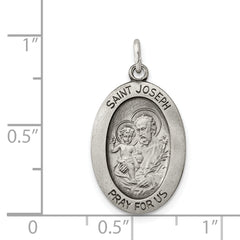 Sterling Silver 925 Saint Joseph Medal Antique Finish Vintage Charm