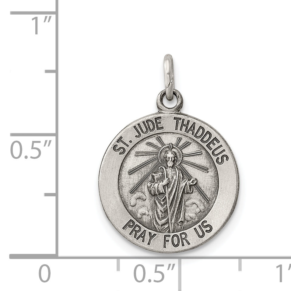 Sterling Silver Antiqued Saint Jude Thaddeus Medal