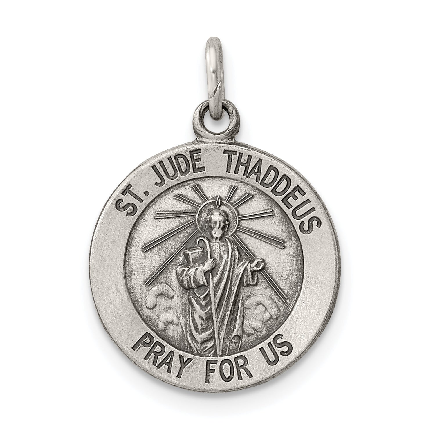 Sterling Silver Antiqued Saint Jude Thaddeus Medal