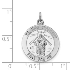 Sterling Silver Rhodium-plated Saint Jude Thaddeus Medal