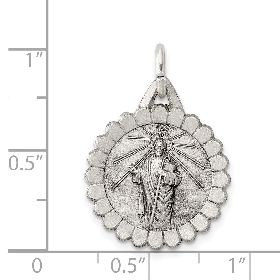 Sophia Jewelers Sterling Silver Antiqued Saint Jude Thaddeus Pendant Solid Vintage Charm