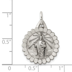 Sophia Jewelers Sterling Silver Antiqued Saint Jude Thaddeus Pendant Solid Vintage Charm