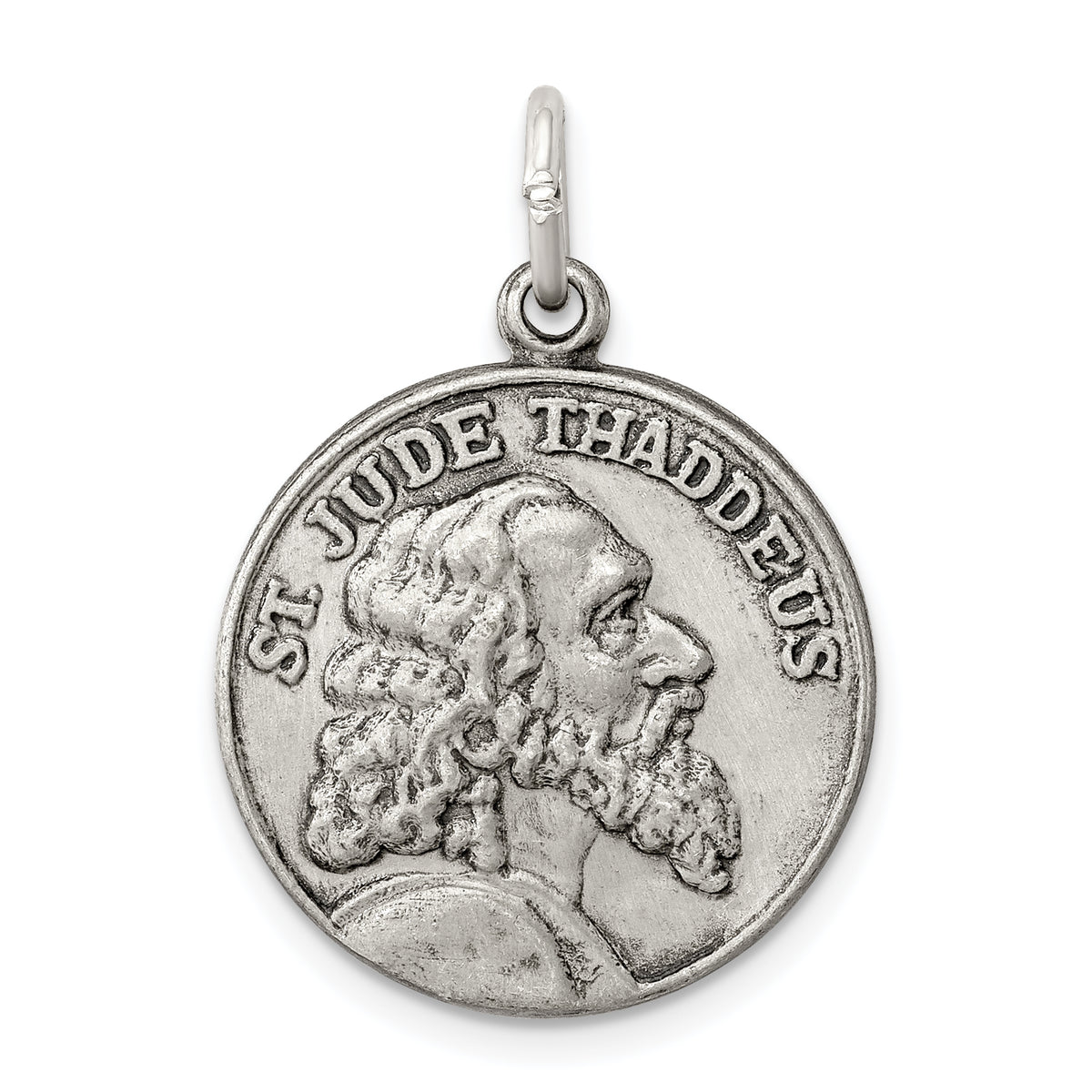 Sterling Silver Saint Jude Thaddeus Antiqued Medal