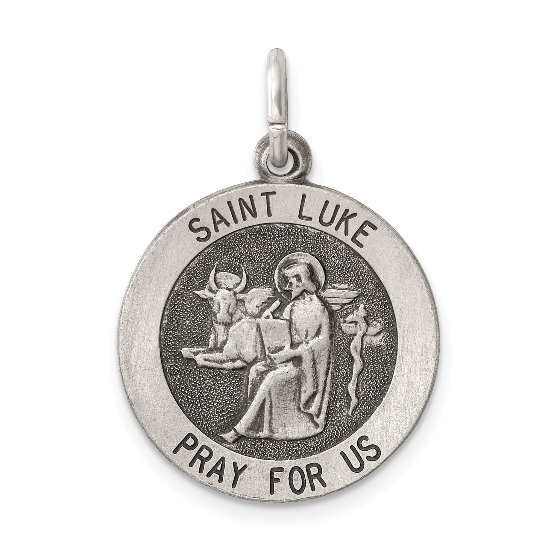 Sterling Silver Antiqued Saint Luke Medal