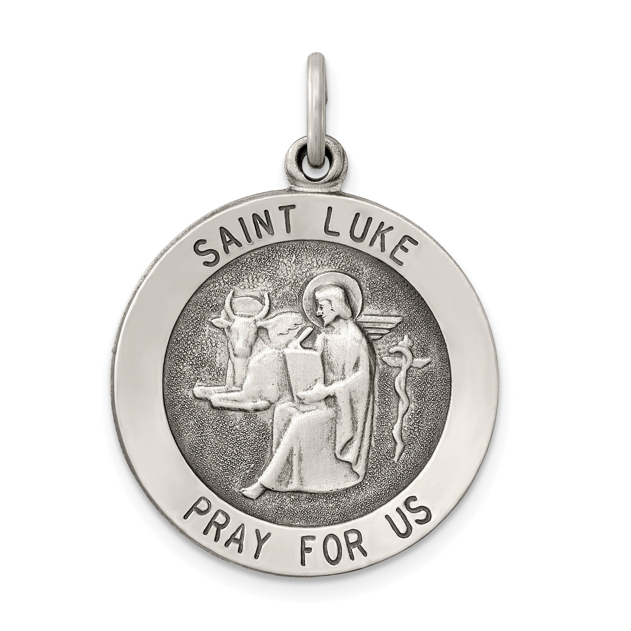 Sterling Silver Antiqued Saint Luke Medal