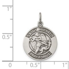 Sterling Silver 925 Antiqued Saint Michael Medal Pendant Elegant and Solid