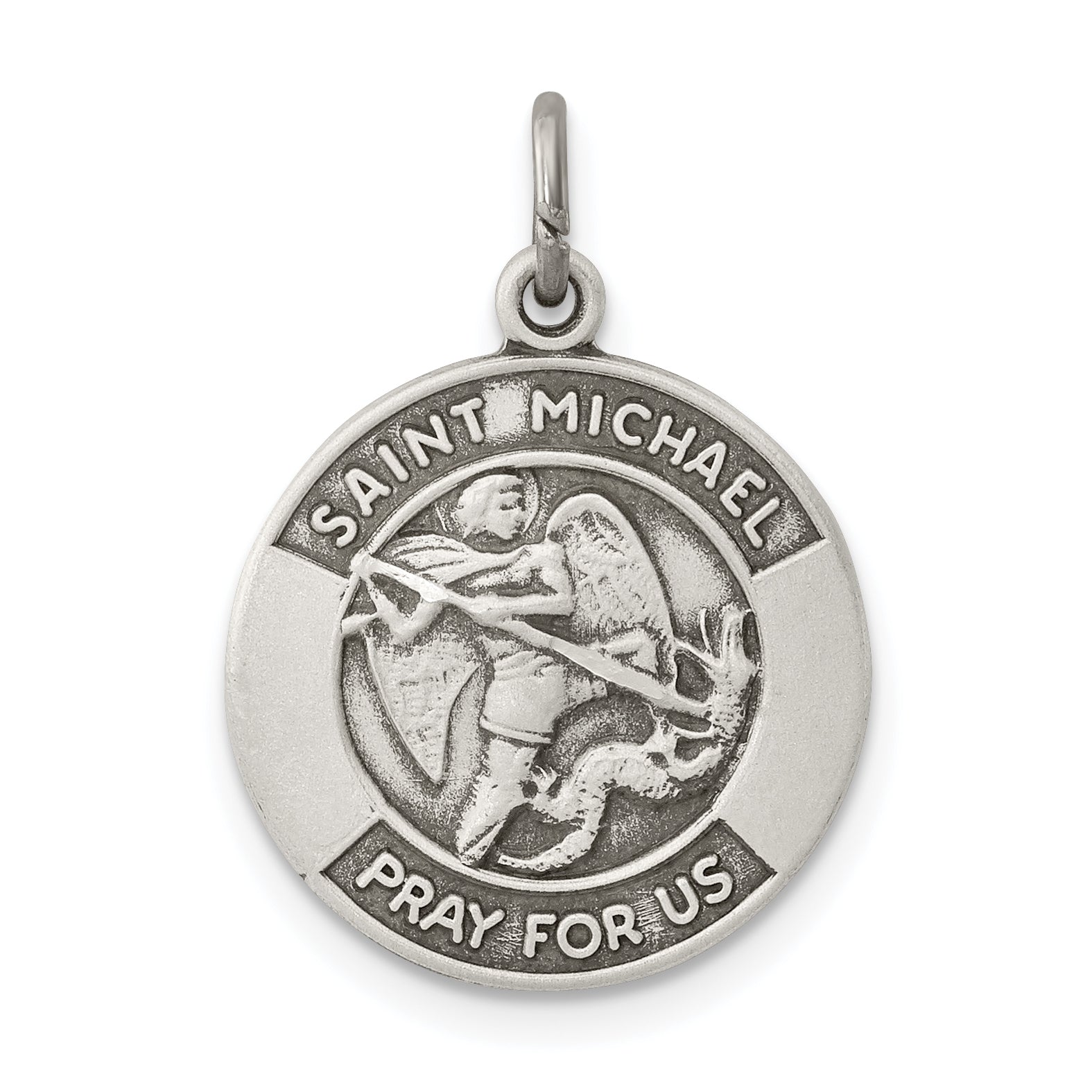 Sterling Silver Antiqued Saint Michael Medal