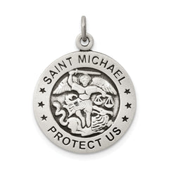 Sterling Silver Antiqued Saint Michael Army Medal