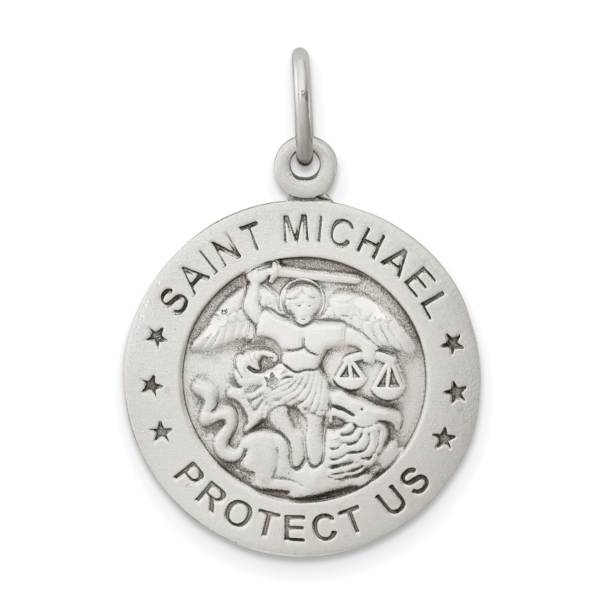 Sterling Silver Antiqued Saint Michael Marine Corp Medal