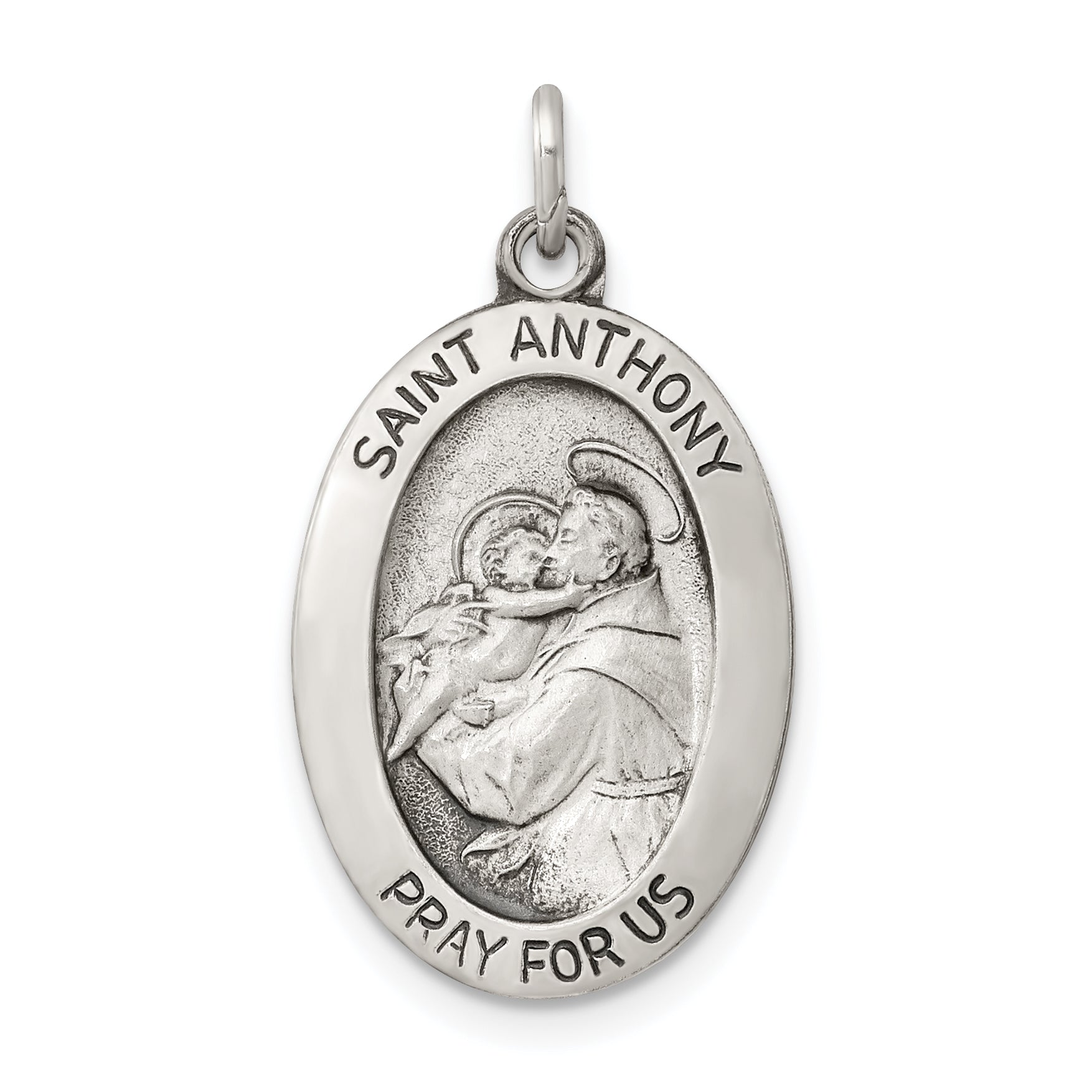 Sterling Silver Antiqued Saint Anthony Medal