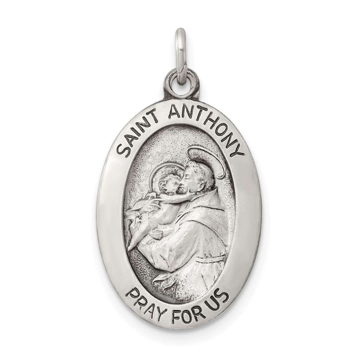 Sterling Silver Antiqued Saint Anthony Medal