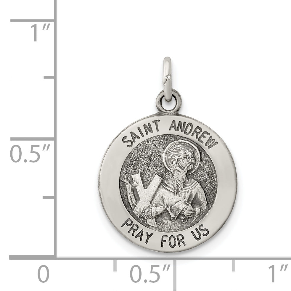 Sterling Silver 925 Antiqued Saint Andrew Medal Pendant Vintage Charm