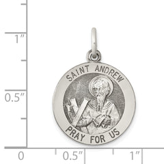 Sterling Silver 925 Saint Andrew Medal Pendant with Antiqued Finish