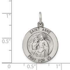 Sterling Silver 925 Saint Anne Medal Pendant Antique Finish Solid Design