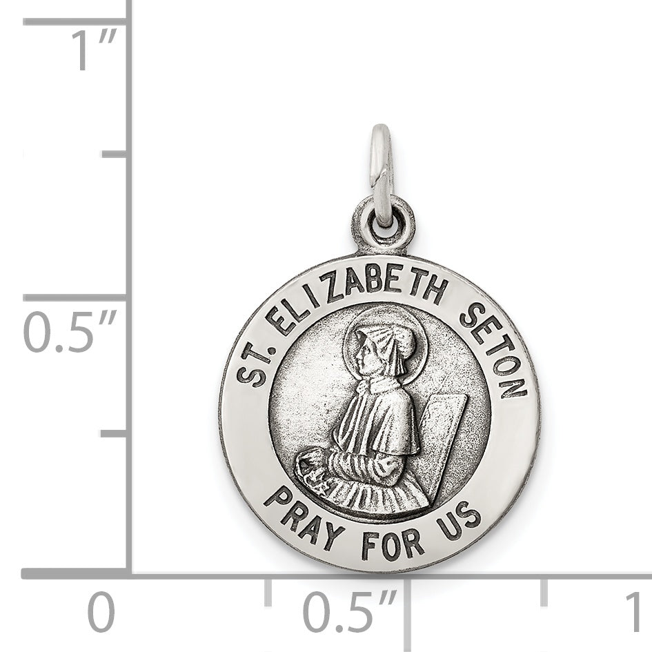 Sterling Silver 925 Saint Elizabeth Seton Antiqued Pendant Classic Design