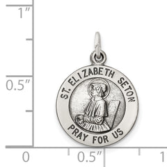 Sterling Silver 925 Saint Elizabeth Seton Antiqued Pendant Classic Design