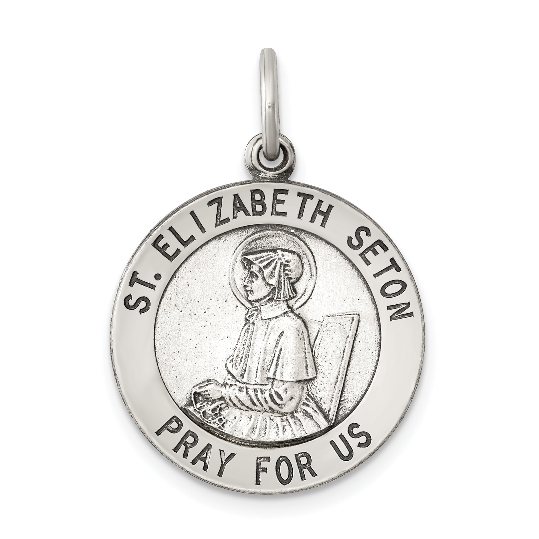 Sterling Silver Antiqued Saint Elizabeth Seton Medal