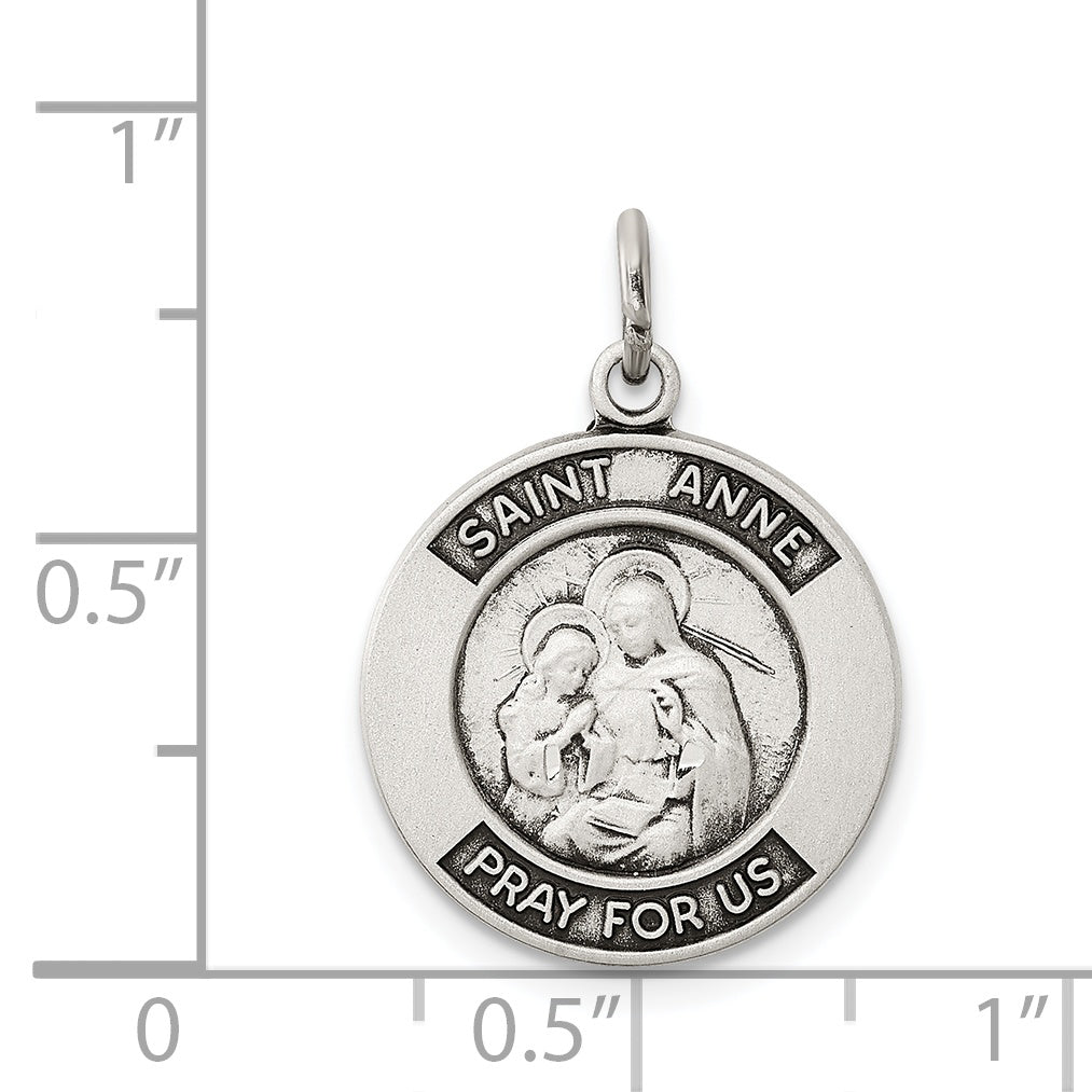 Sterling Silver Antiqued Saint Anne Medal