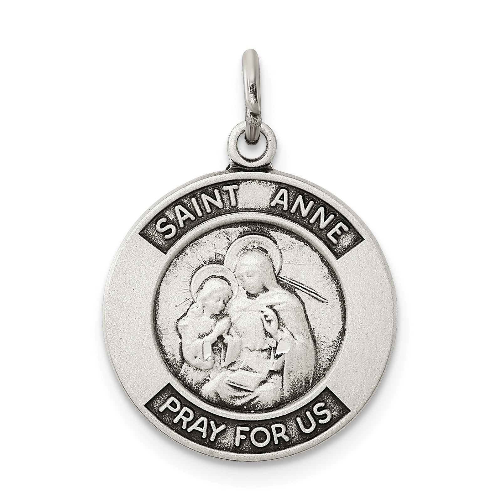 Sterling Silver Antiqued Saint Anne Medal