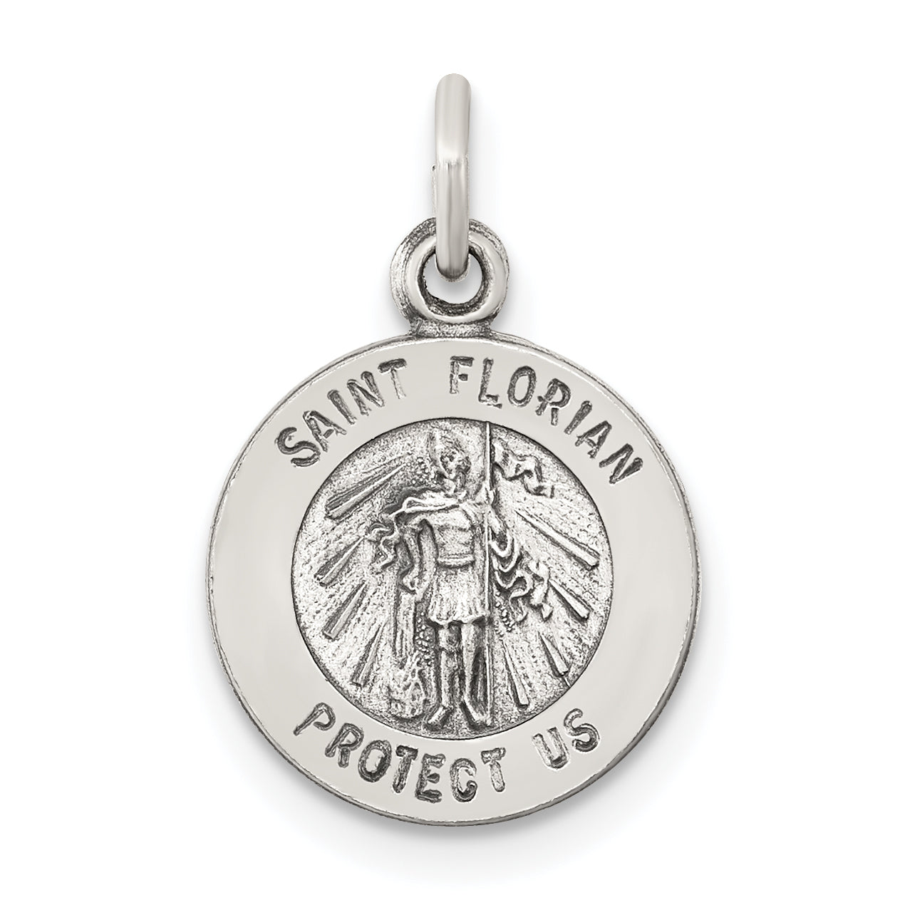 Sterling Silver Antiqued Saint Florian Medal