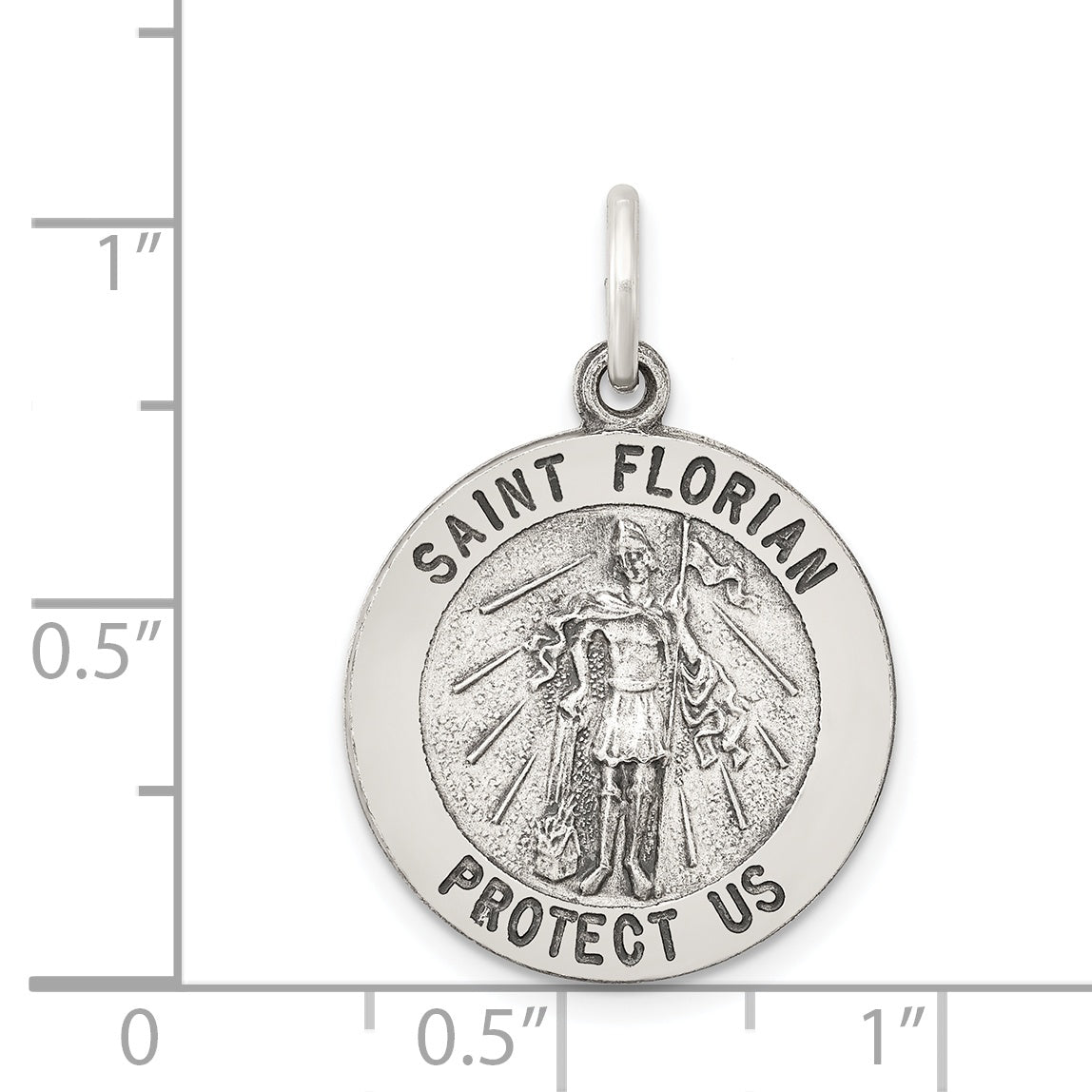 Sterling Silver 925 St. Florian Antiqued Solid Pendant by Sophia Jewelers